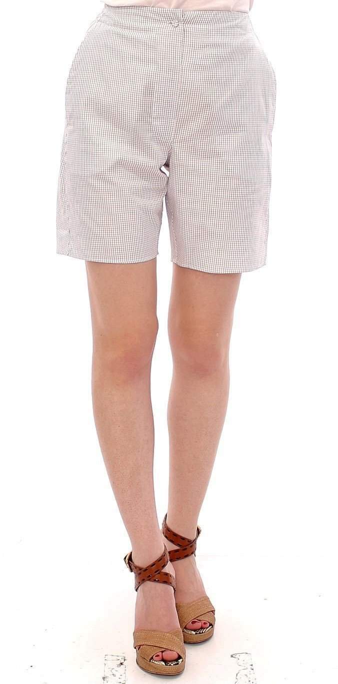 Andrea Incontri  Checkered Stretch Cotton Shorts #women, Andrea Incontri, Catch, feed-agegroup-adult, feed-color-white, feed-gender-female, feed-size-IT40|S, Gender_Women, IT40|S, Kogan, Shorts - Women - Clothing, White at SEYMAYKA