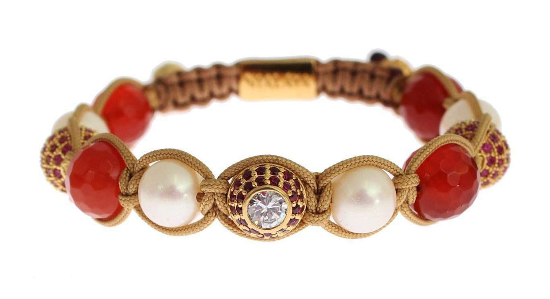 Nialaya CZ Carnelian Pearl 925 Silver Bracelet #women, Bracelets - Women - Jewelry, Catch, feed-agegroup-adult, feed-color-red, feed-gender-female, feed-size-M, feed-size-S, Gender_Women, Kogan, M, Nialaya, Red, S at SEYMAYKA