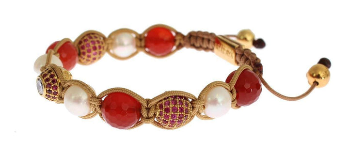 Nialaya CZ Carnelian Pearl 925 Silver Bracelet #women, Bracelets - Women - Jewelry, Catch, feed-agegroup-adult, feed-color-red, feed-gender-female, feed-size-M, feed-size-S, Gender_Women, Kogan, M, Nialaya, Red, S at SEYMAYKA