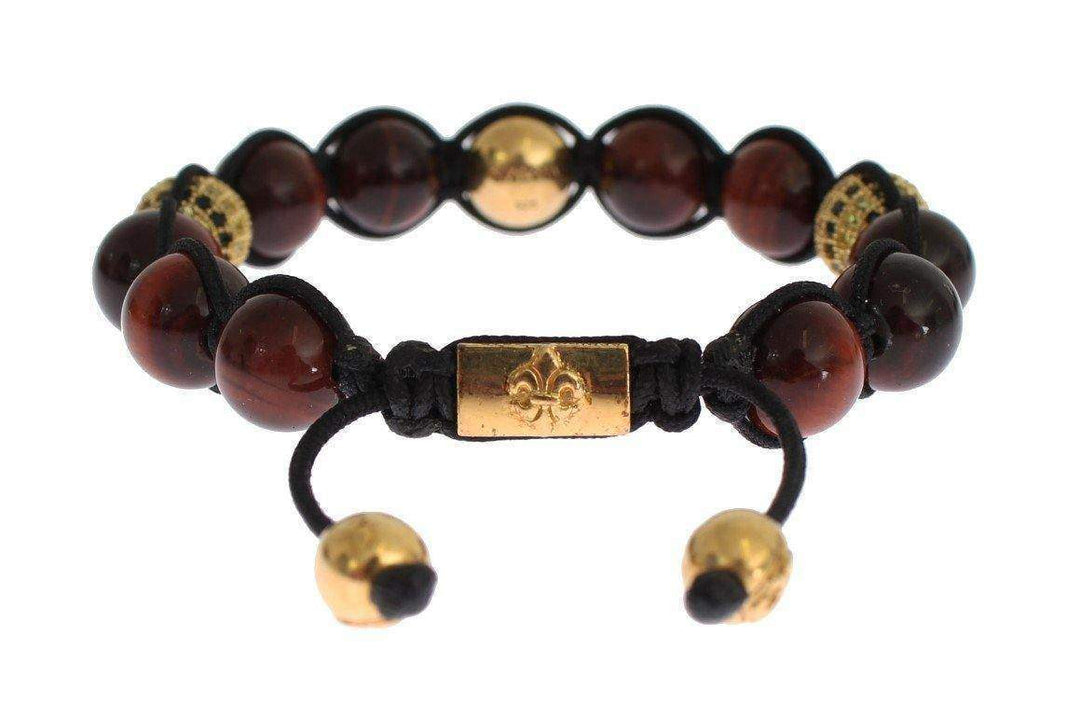 Nialaya CZ  Tigers Eye Gold 925 Silver Bracelet #women, Bracelets - Women - Jewelry, Catch, feed-agegroup-adult, feed-color-red, feed-gender-female, feed-size-M, feed-size-S, Gender_Women, Kogan, L, M, Nialaya, Red, S at SEYMAYKA