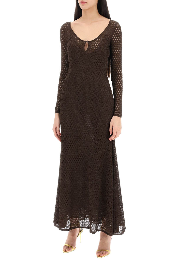 Tom ford maxi abito in maglia lurex traforata-3