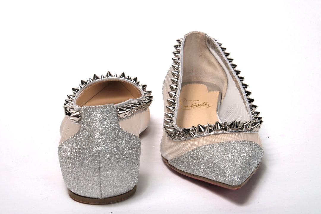 Christian Louboutin Silver Flat Point Toe Shoe