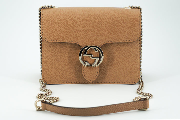 Gucci Beige Calf Leather Dollar Shoulder Bag