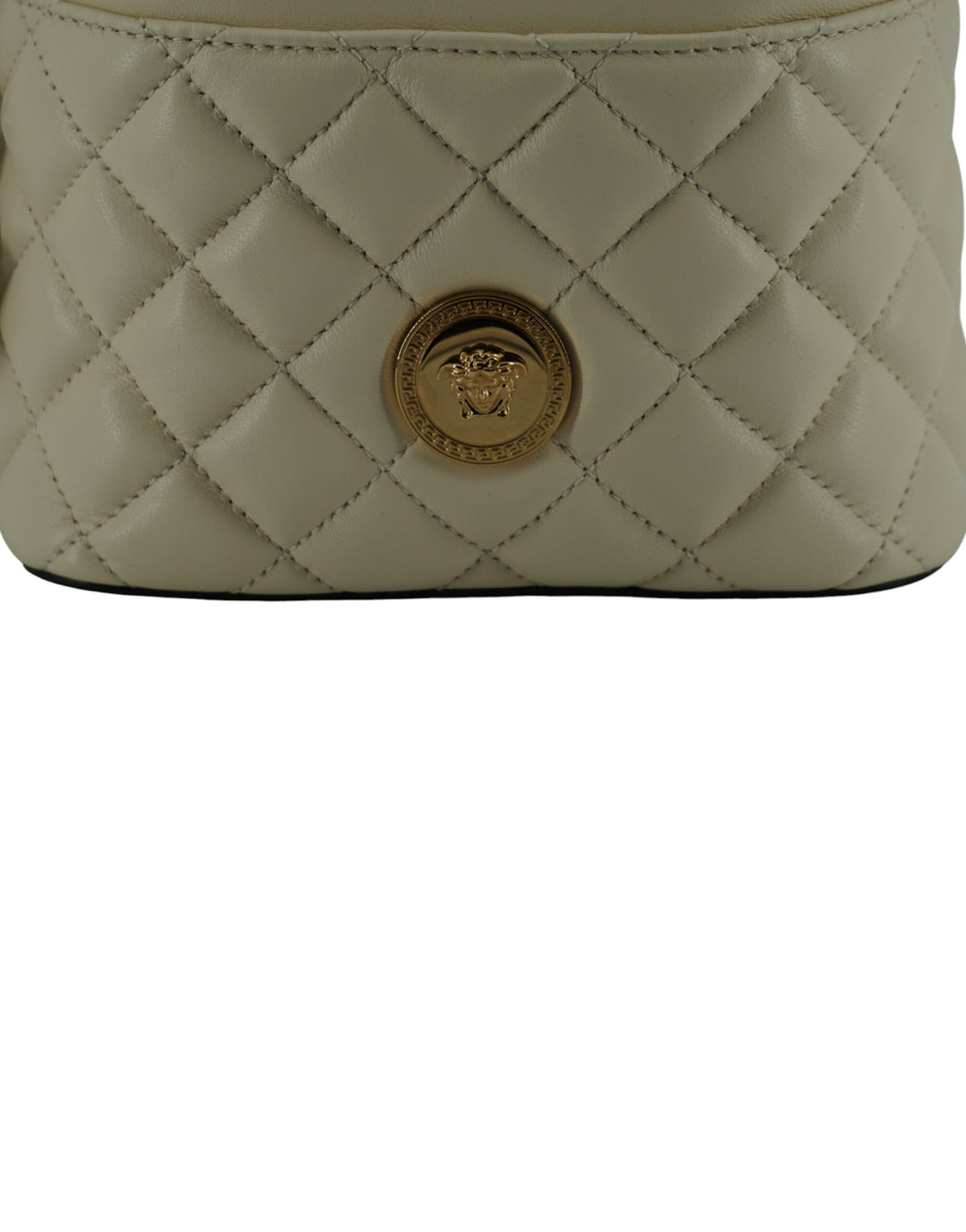 Versace White Lamb Leather Small Bucket Shoulder Bag