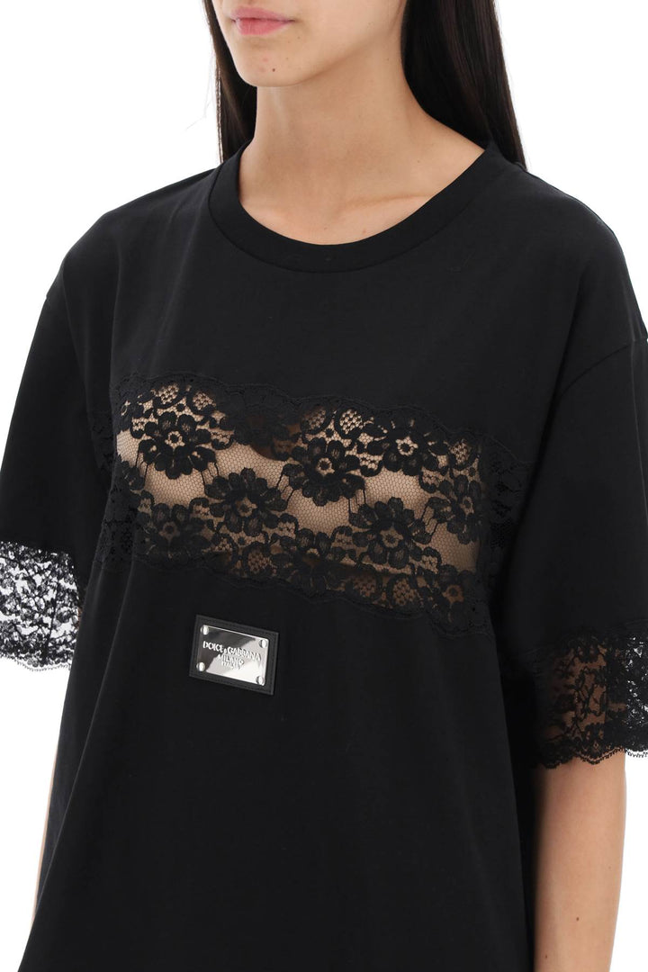 Dolce & gabbana t-shirt with lace inserts-3