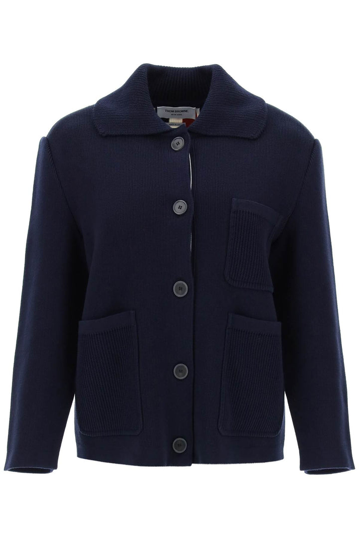 Thom browne cotton-cashmere knit jacket-0