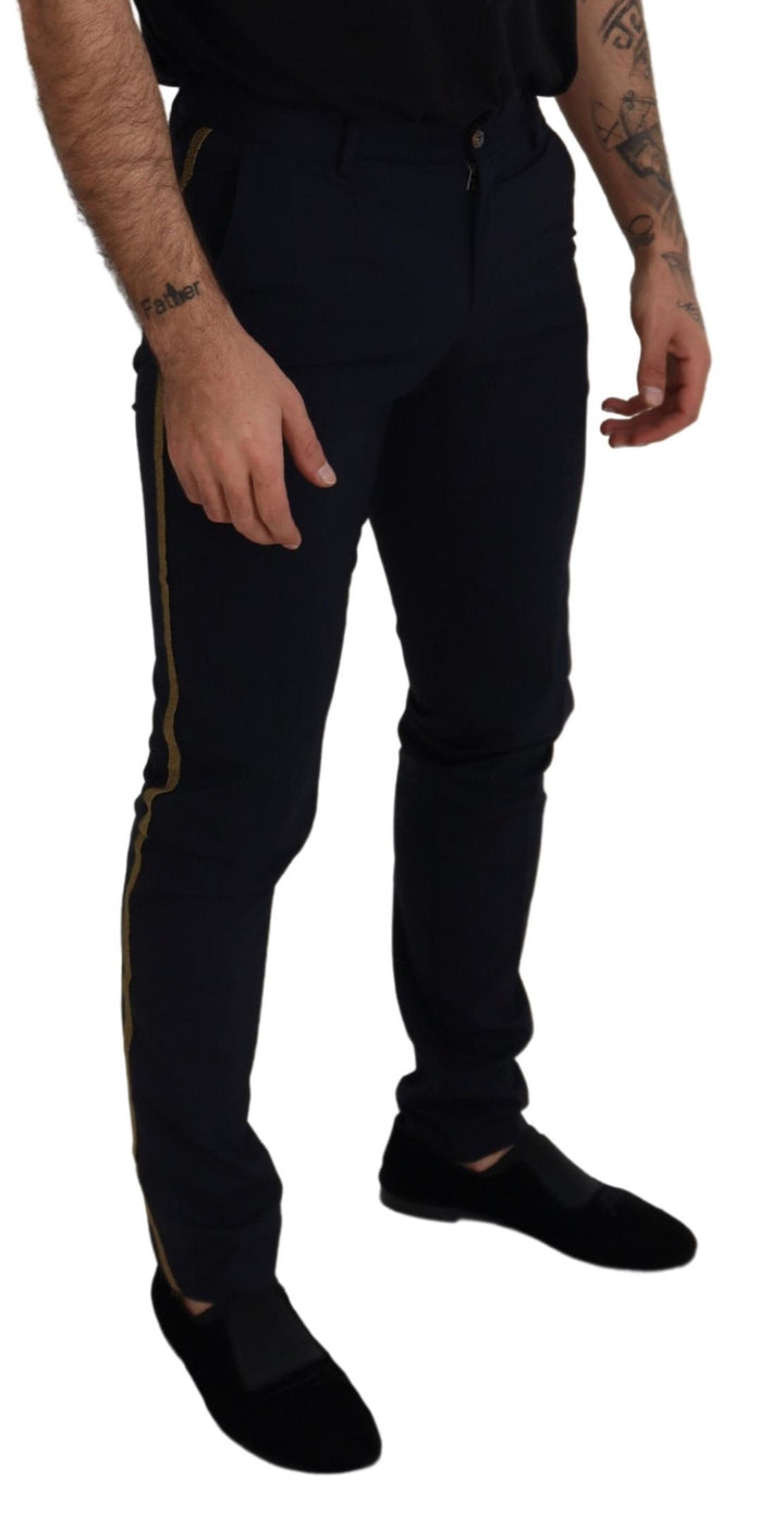 Dolce & Gabbana Black Wool Slim Formal Pants