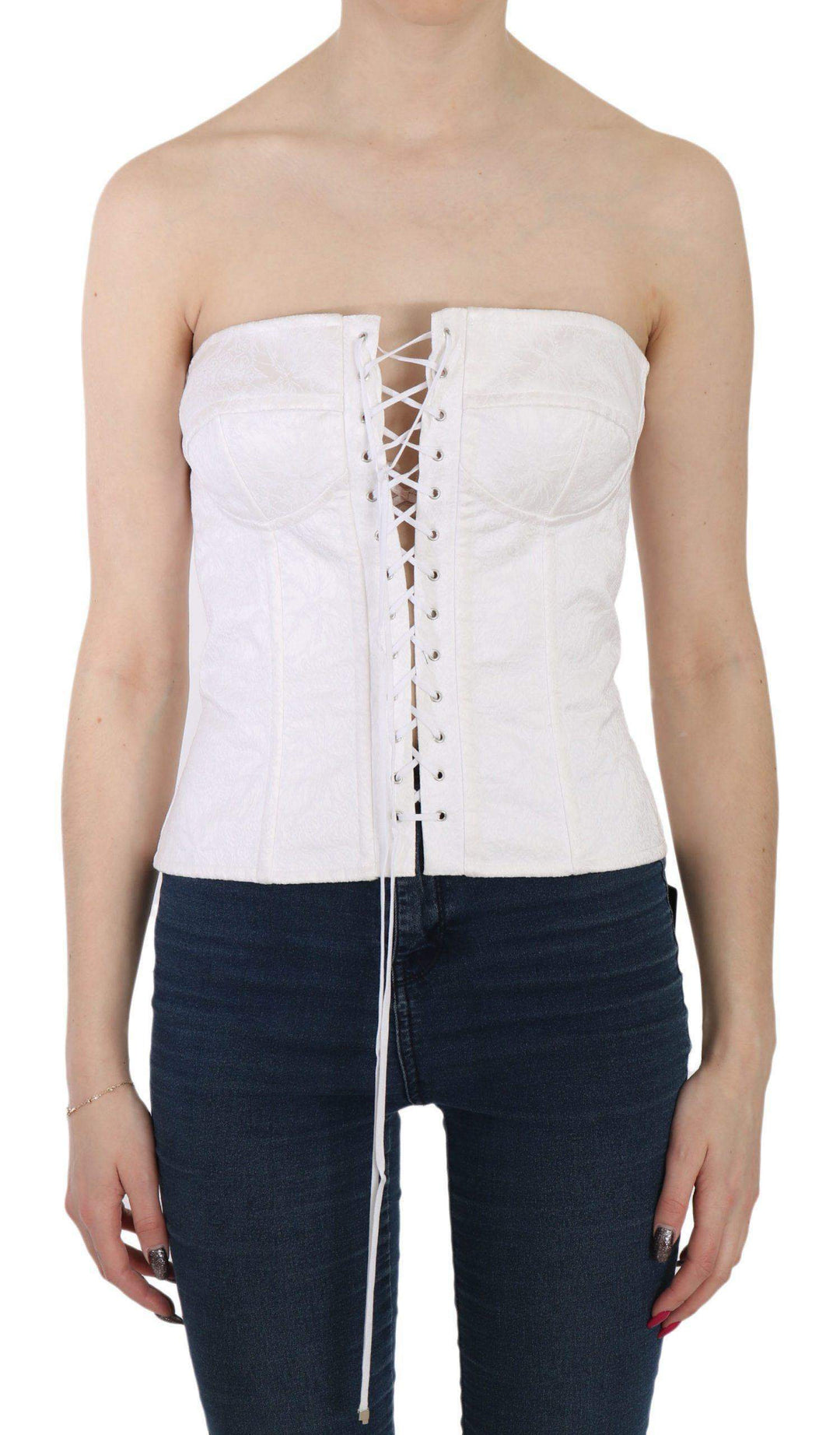 Dolce & Gabbana  White PALERMO Cotton Bustier Top Corset #women, Brand_Dolce & Gabbana, Catch, Dolce & Gabbana, feed-agegroup-adult, feed-color-white, feed-gender-female, feed-size-IT46|XL, Gender_Women, IT46|XL, Kogan, Tops & T-Shirts - Women - Clothing, White, Women - New Arrivals at SEYMAYKA