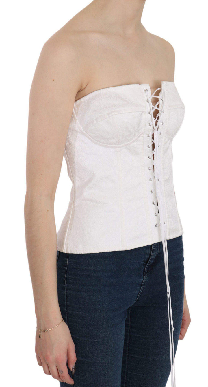 Dolce & Gabbana  White PALERMO Cotton Bustier Top Corset #women, Brand_Dolce & Gabbana, Catch, Dolce & Gabbana, feed-agegroup-adult, feed-color-white, feed-gender-female, feed-size-IT46|XL, Gender_Women, IT46|XL, Kogan, Tops & T-Shirts - Women - Clothing, White, Women - New Arrivals at SEYMAYKA