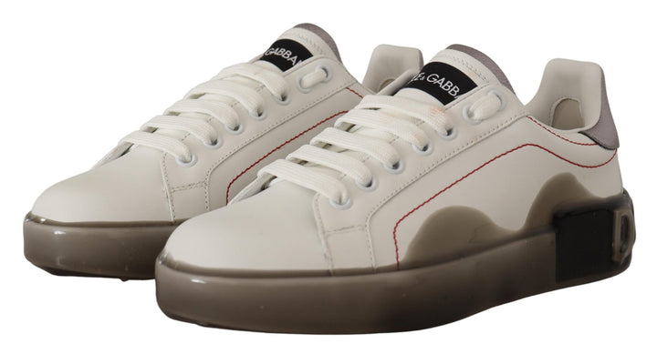 Dolce & Gabbana White Leather Shoes s Logo Portofino Sneakers