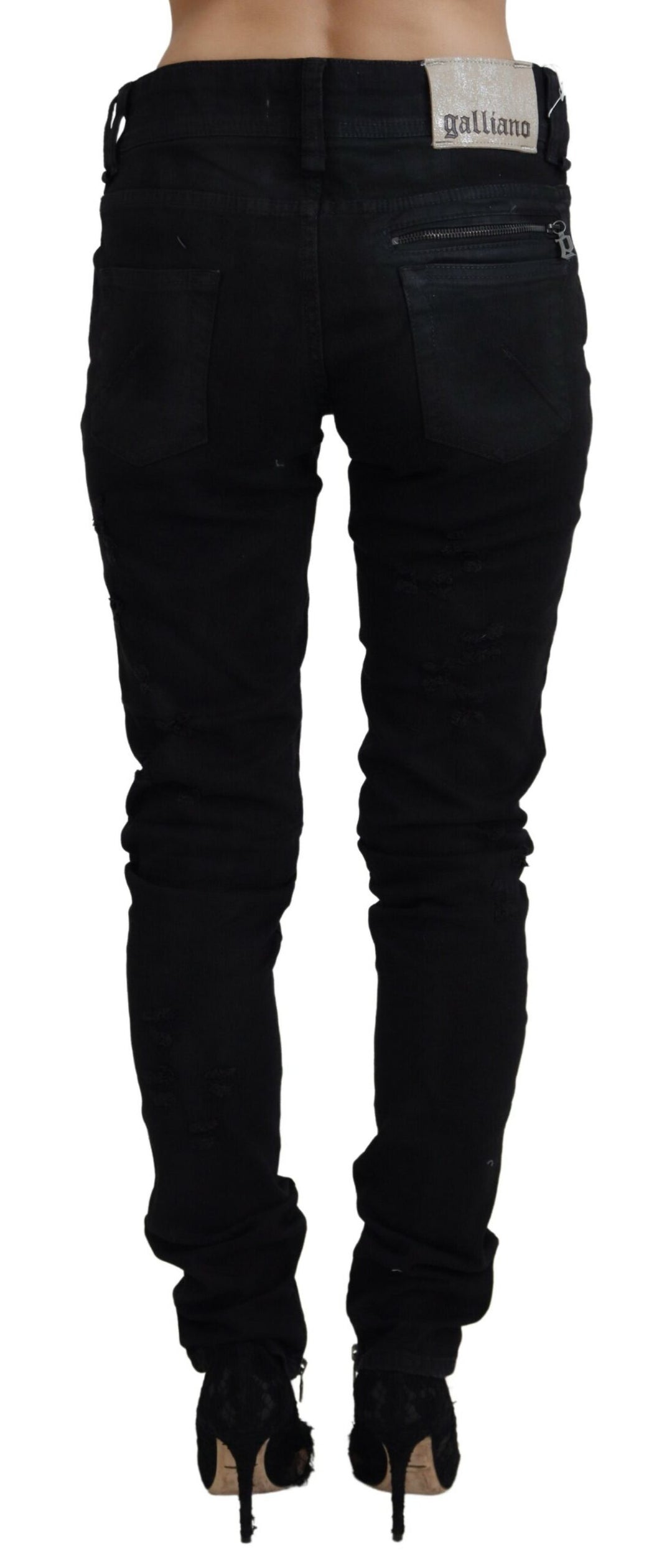 Black Cotton Mid Waist Skinny Slim Fit Denim Jeans