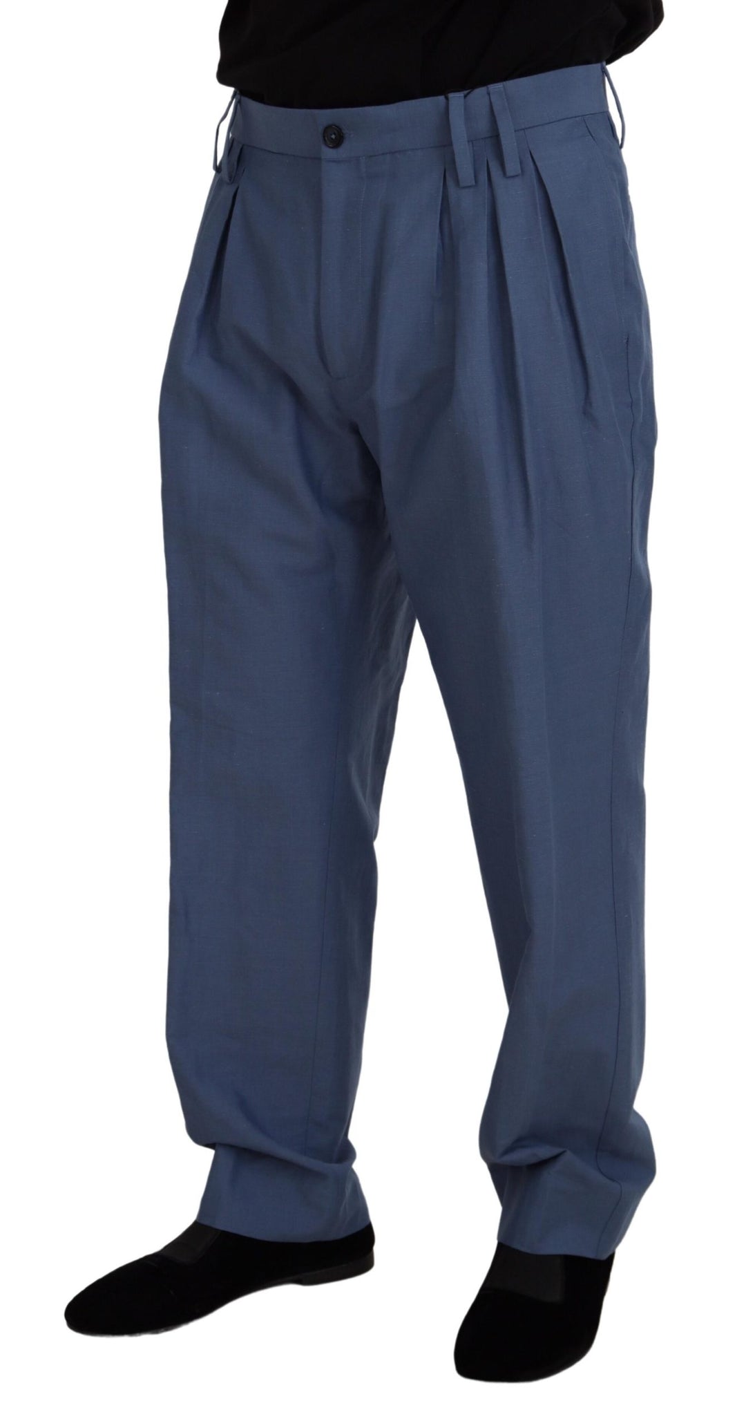 Dolce & Gabbana Blue Linen Chino  Formal Pants