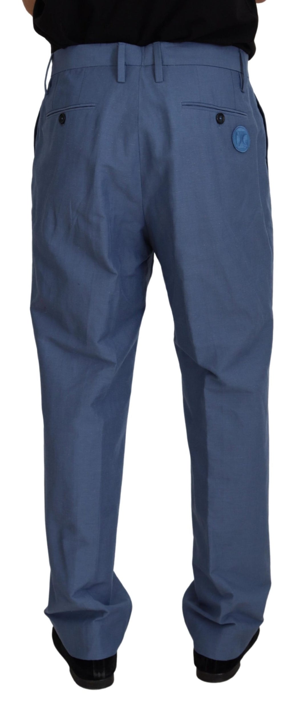 Dolce & Gabbana Blue Linen Chino  Formal Pants