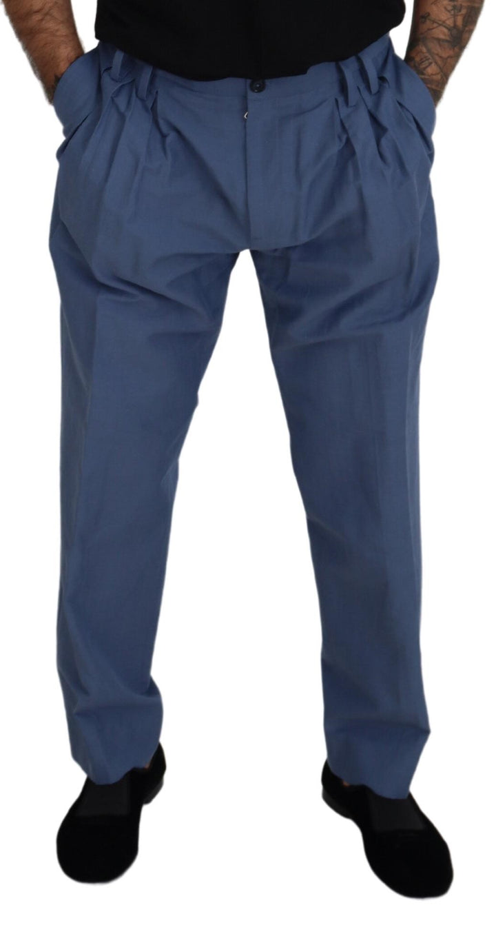 Dolce & Gabbana Blue Linen Chino  Formal Pants