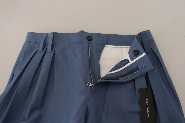 Dolce & Gabbana Blue Linen Chino  Formal Pants