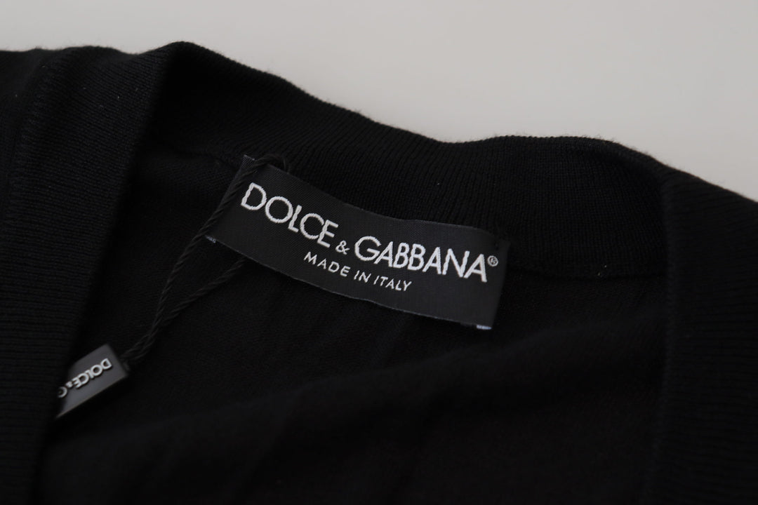 Dolce & Gabbana Black Wool Button Down Cardigan Sweater