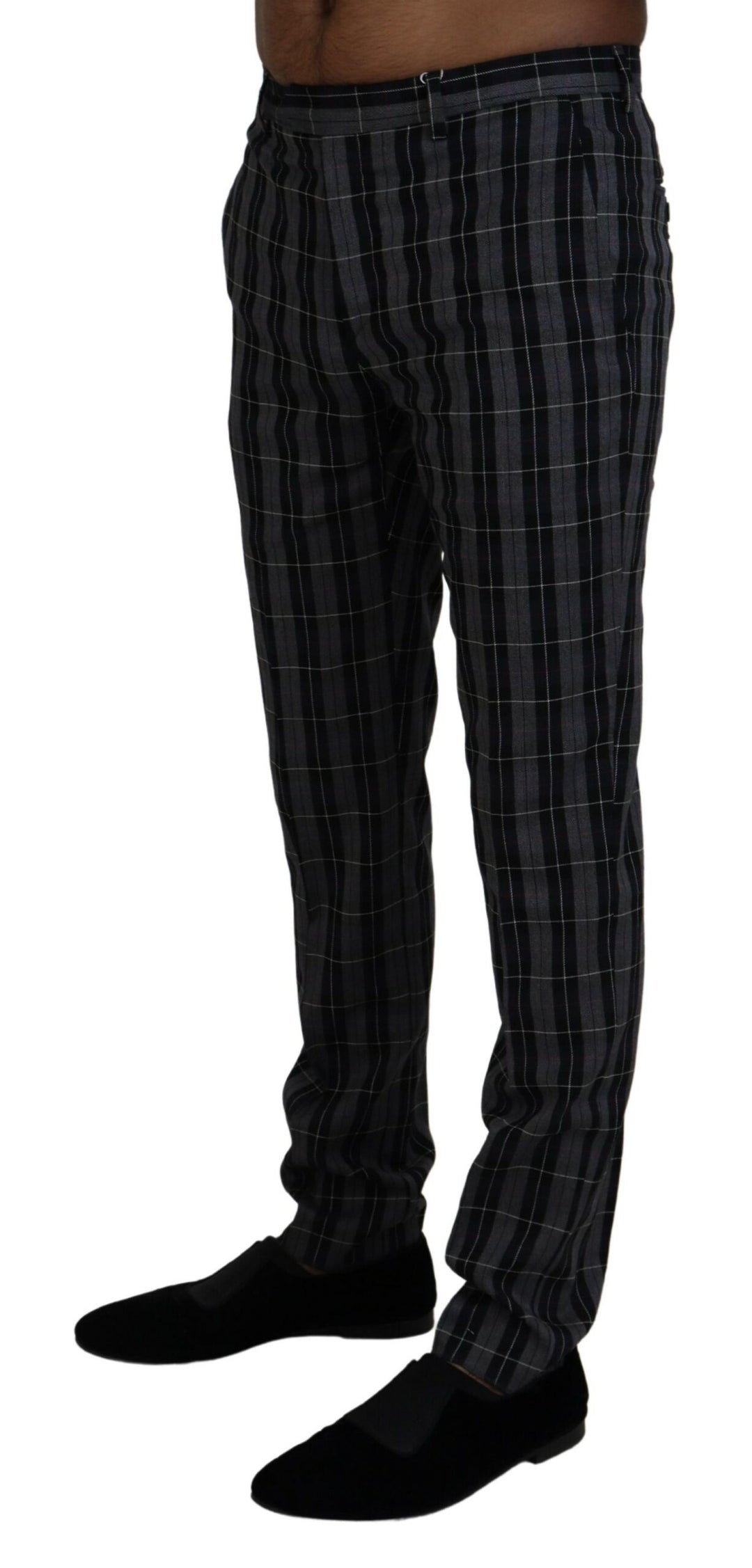 BENCIVENGA Gray Checkered Slim Fit  Pants