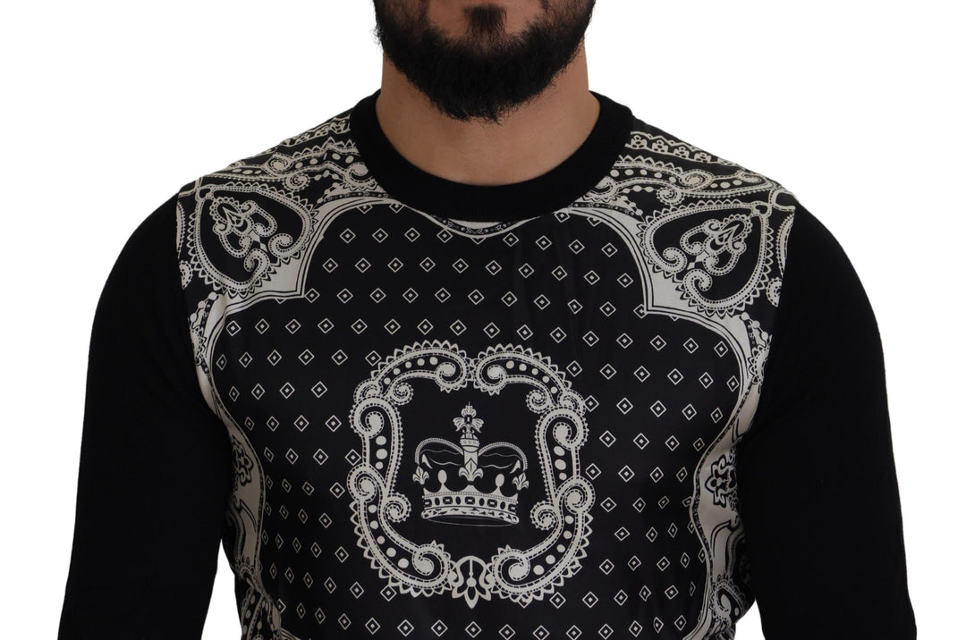 Dolce & Gabbana Black Bandana Crewneck Pullover Sweater