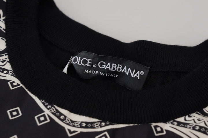 Dolce & Gabbana Black Bandana Crewneck Pullover Sweater