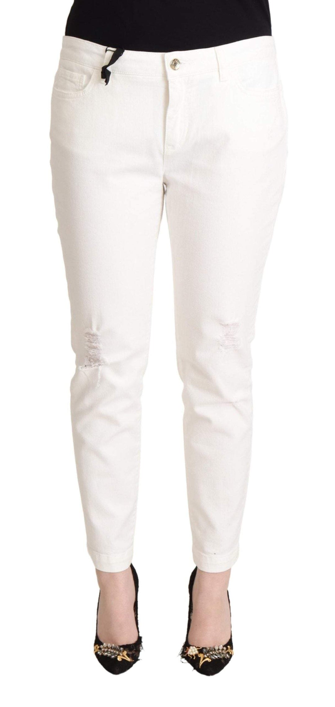 Dolce & Gabbana White Cotton Skinny Denim  Pretty Jeans Dolce & Gabbana, feed-1, IT48|XXL, Jeans & Pants - Women - Clothing, White at SEYMAYKA