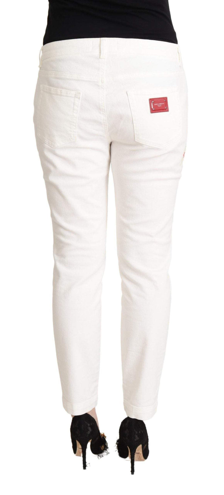 Dolce & Gabbana White Cotton Skinny Denim  Pretty Jeans Dolce & Gabbana, feed-1, IT48|XXL, Jeans & Pants - Women - Clothing, White at SEYMAYKA