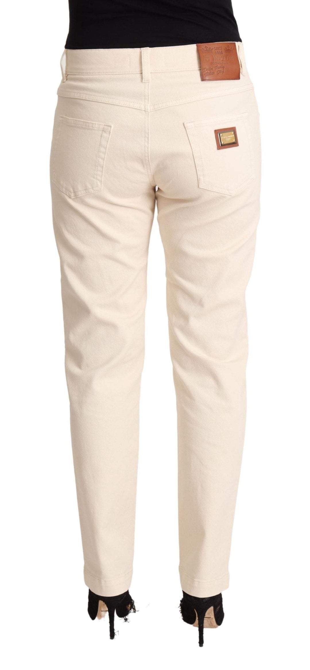 Dolce & Gabbana White Cotton Skinny Denim  Jeans Pants Dolce & Gabbana, feed-1, IT42|M, Jeans & Pants - Women - Clothing, White at SEYMAYKA