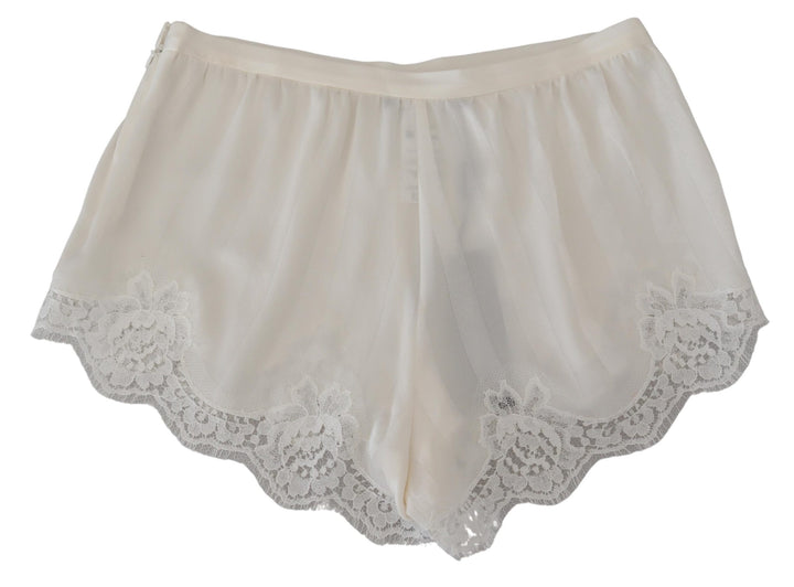 Dolce & Gabbana White Silk Floral Lace Lingerie Underwear