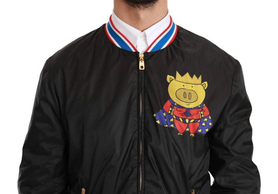 Dolce & Gabbana Black YEAR OF THE PIG Bomber Jacket #men, Black, Brand_Dolce & Gabbana, Catch, Dolce & Gabbana, feed-agegroup-adult, feed-color-black, feed-gender-male, feed-size-IT44 | XS, feed-size-IT46 | S, feed-size-IT48 | M, feed-size-IT50 | L, Gender_Men, IT44 | XS, IT46 | S, IT48 | M, IT50 | L, IT52 | L, IT54 | XL, Jackets - Men - Clothing, Kogan, Men - New Arrivals at SEYMAYKA