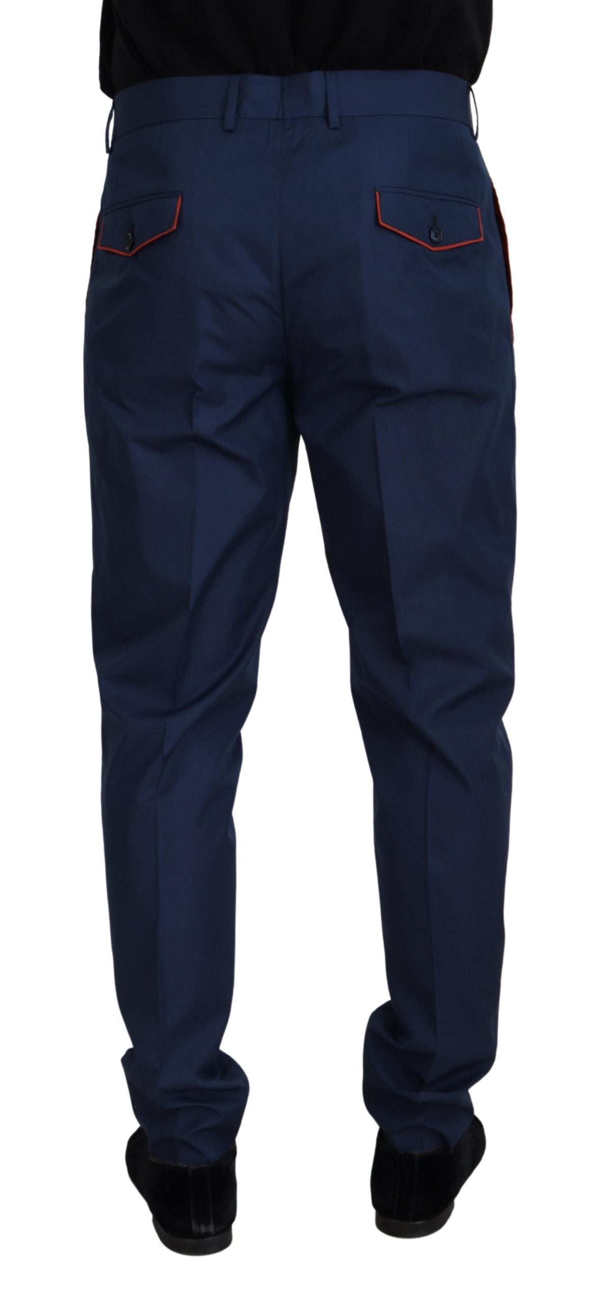 Dolce & Gabbana Blue Cotton Silk Trousers Chinos Pants