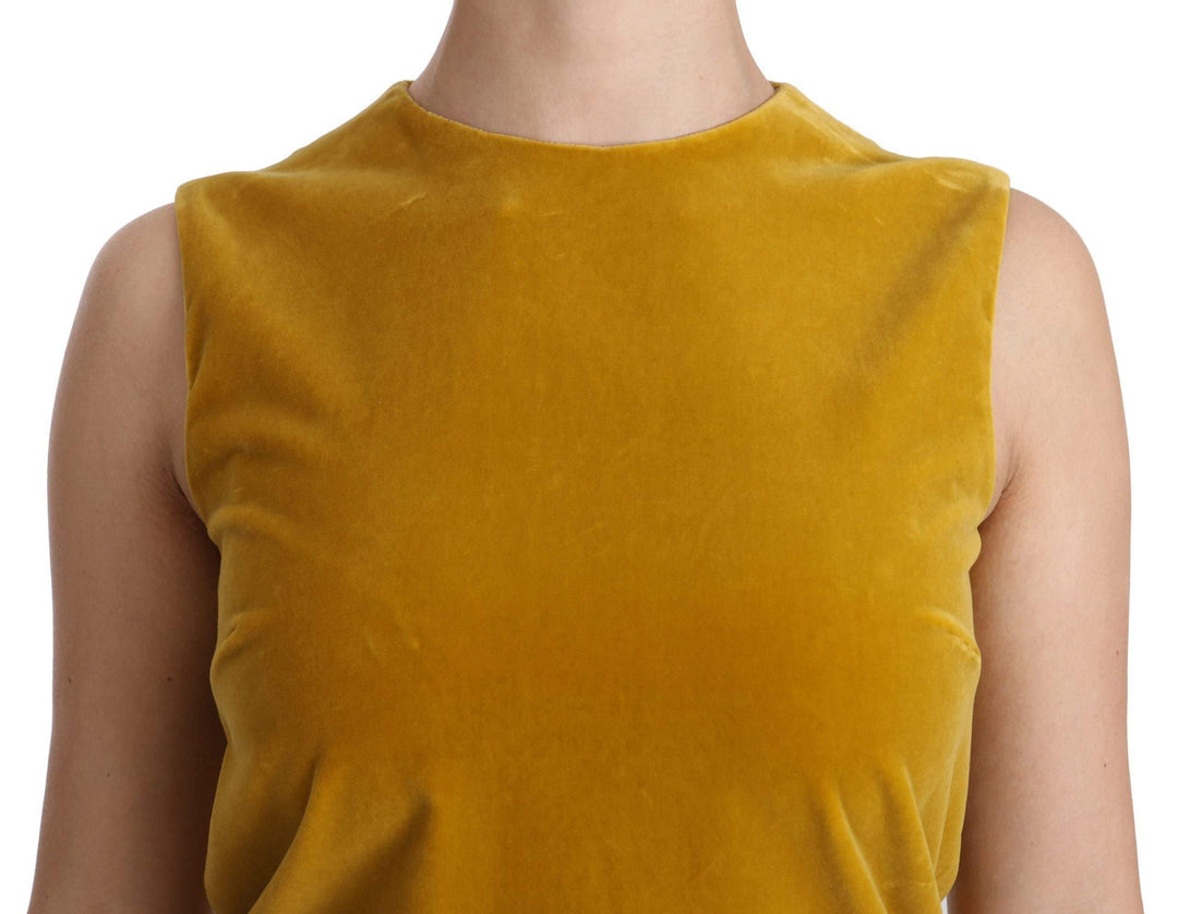 Dolce & Gabbana  Mustard Velvet Stretch Shift Mini Dress #women, Brand_Dolce & Gabbana, Catch, Clothing_Dress, Dolce & Gabbana, Dresses - Women - Clothing, feed-agegroup-adult, feed-color-yellow, feed-gender-female, feed-size-IT40|S, Gender_Women, IT40|S, Kogan, Women - New Arrivals, Yellow at SEYMAYKA