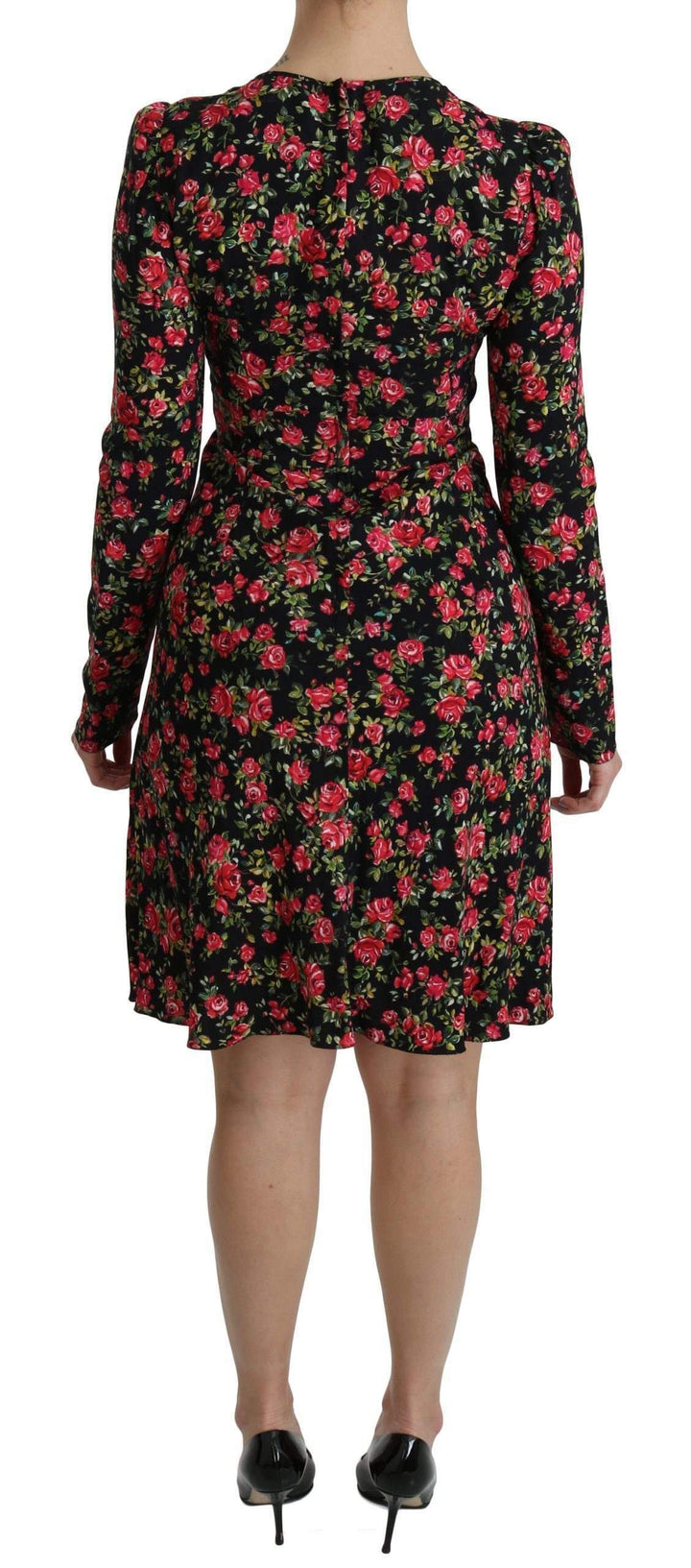 Dolce & Gabbana  Black Floral Longsleeve Knee Length Dress #women, Black, Brand_Dolce & Gabbana, Catch, Clothing_Dress, Dolce & Gabbana, Dresses - Women - Clothing, feed-agegroup-adult, feed-color-black, feed-gender-female, feed-size-IT38|XS, Gender_Women, IT38|XS, Kogan, Women - New Arrivals at SEYMAYKA