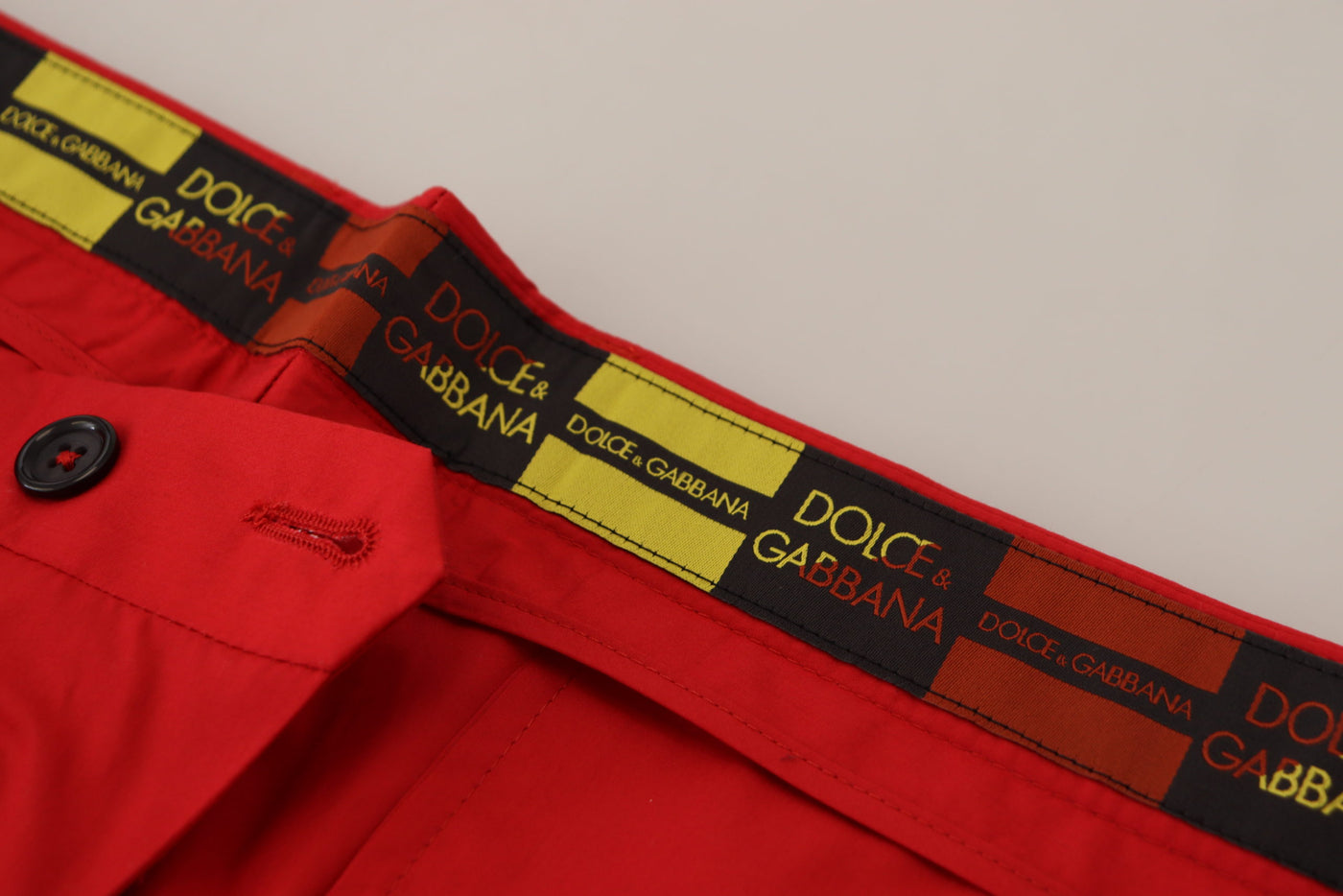 Dolce & Gabbana Red Cotton Slim Fit Trousers Chinos Pants