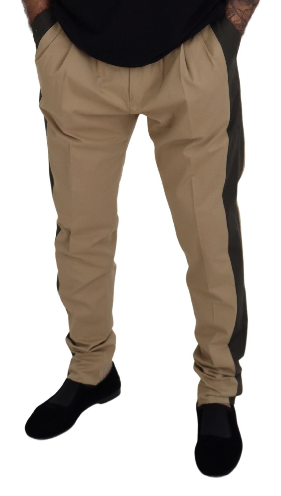 Dolce & Gabbana Brown Black Cotton Chino  Pants