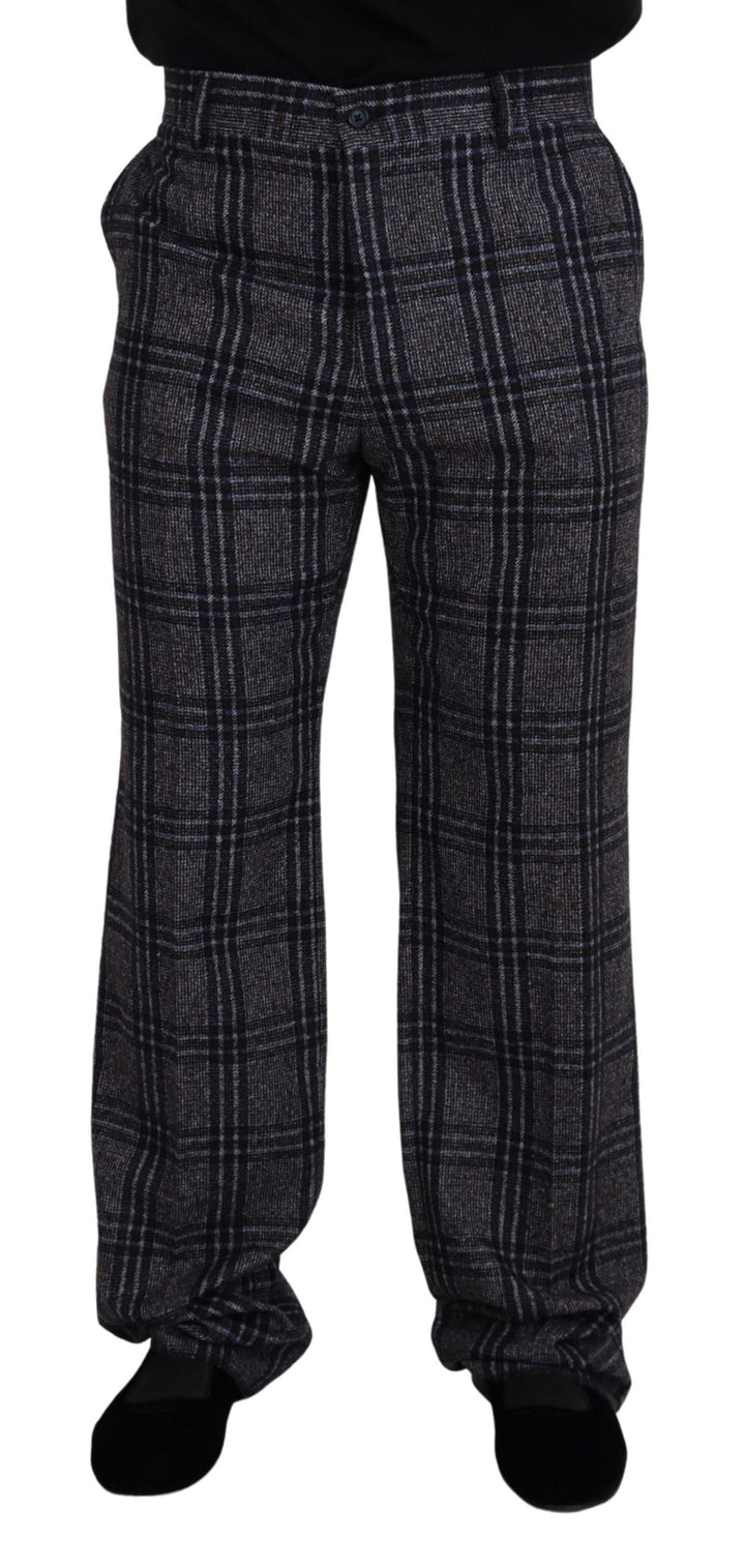 Dolce & Gabbana Gray Checkered Mid Waist  Pants