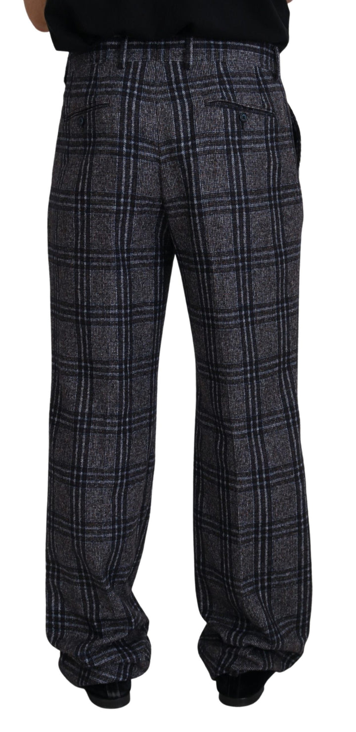 Dolce & Gabbana Gray Checkered Mid Waist  Pants