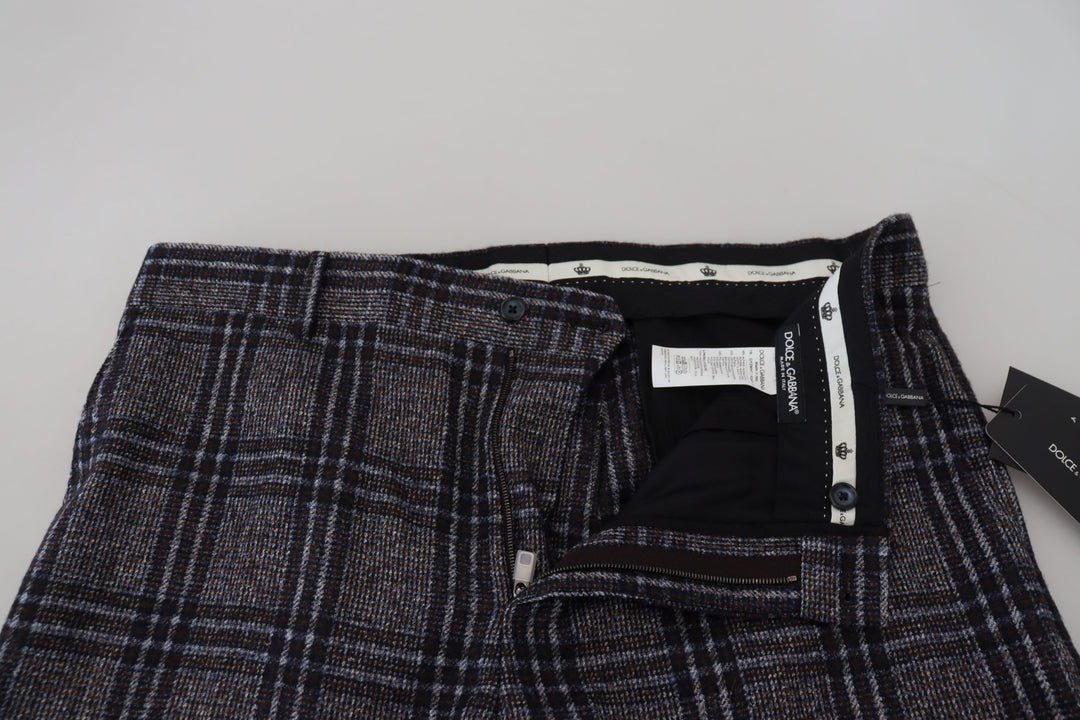 Dolce & Gabbana Gray Checkered Mid Waist  Pants