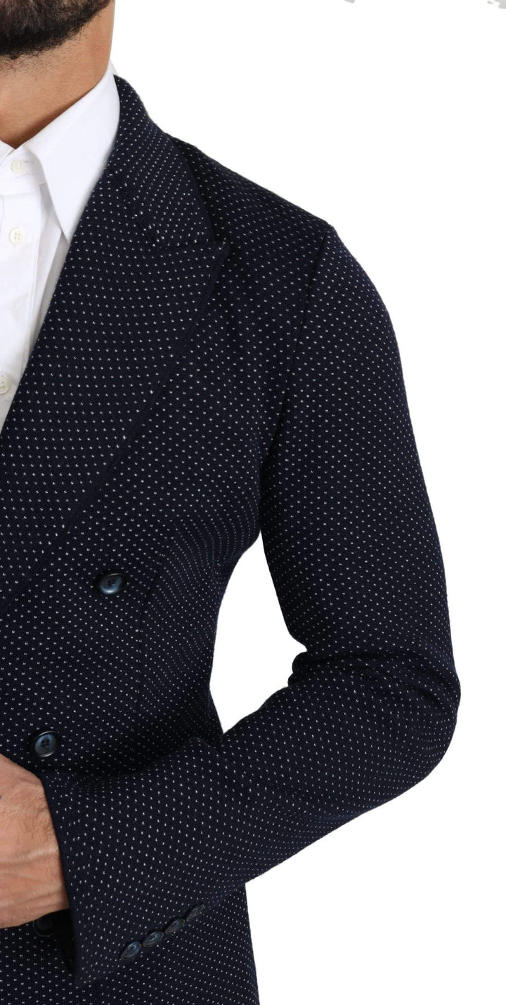 Dolce & Gabbana  Dark Blue Dotted Double Breasted Coat Blazer #men, Blazers - Men - Clothing, Blue, Brand_Dolce & Gabbana, Catch, Dolce & Gabbana, feed-agegroup-adult, feed-color-blue, feed-gender-male, feed-size-IT44 | XS, feed-size-IT46 | S, feed-size-IT50 | L, Gender_Men, IT44 | XS, IT46 | S, IT50 | L, Kogan, Men - New Arrivals at SEYMAYKA