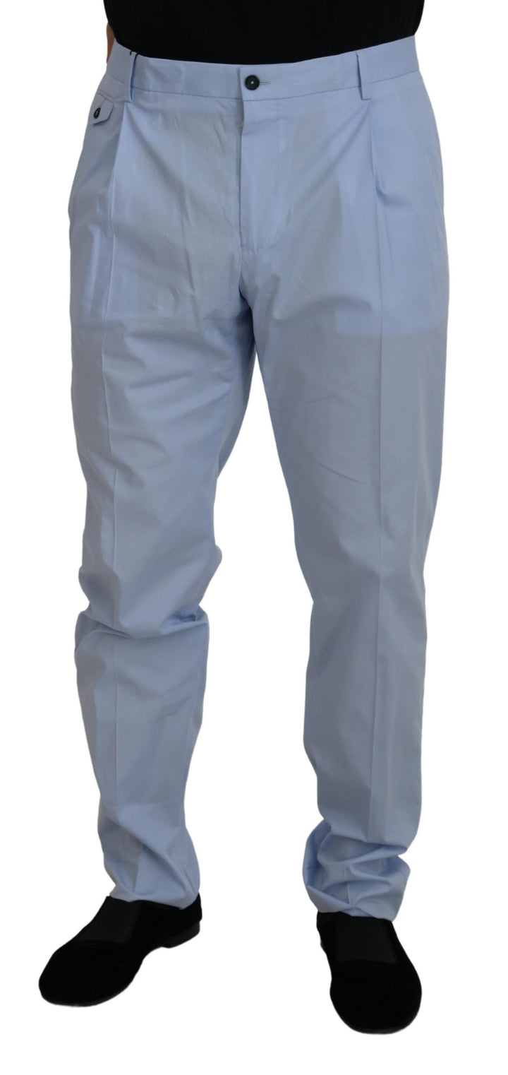 Dolce & Gabbana Blue Cotton Stretch Trousers Chinos Pants