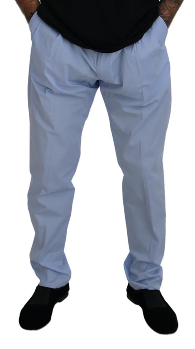 Dolce & Gabbana Blue Cotton Stretch Trousers Chinos Pants