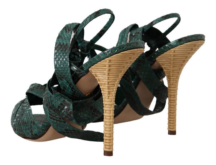 Dolce & Gabbana Green Python Strap Sandals Heels Dolce & Gabbana, EU36/US5.5, EU40/US9.5, EU41/US10.5, feed-1, Green, Sandals - Women - Shoes at SEYMAYKA