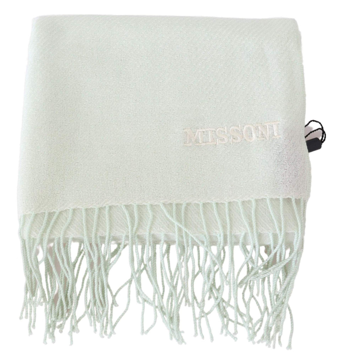 Missoni White Pattern Cashmere Unisex Wrap Fringes Scarf #men, feed-agegroup-adult, feed-color-White, feed-gender-male, Missoni, Scarves - Men - Accessories, White at SEYMAYKA