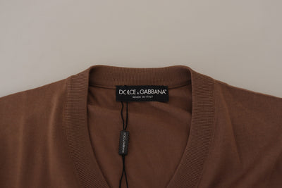 Dolce & Gabbana Brown Wool  V-neck Pullover Sweater
