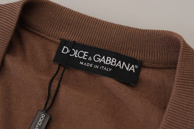 Dolce & Gabbana Brown Wool  V-neck Pullover Sweater