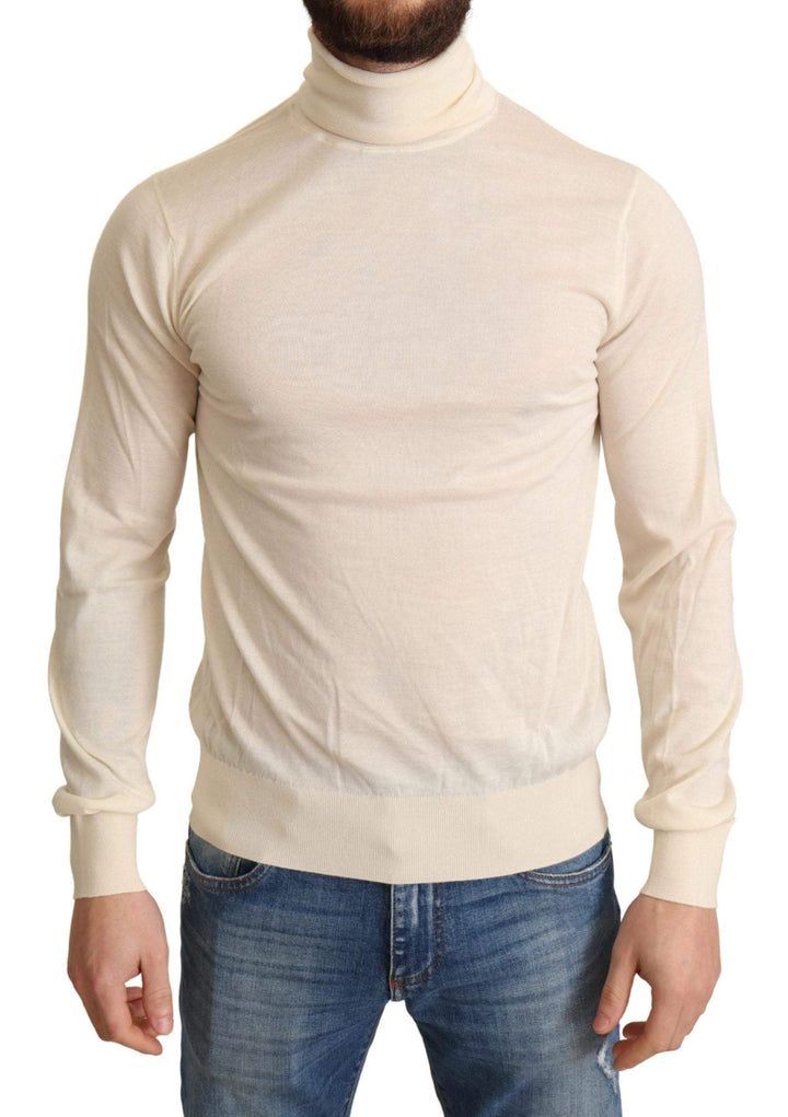 Dolce & Gabbana Cream Cashmere Turtleneck Pullover Sweater #men, Cream, Dolce & Gabbana, feed-agegroup-adult, feed-color-cream, feed-gender-male, IT44 | XS, Sweaters - Men - Clothing at SEYMAYKA