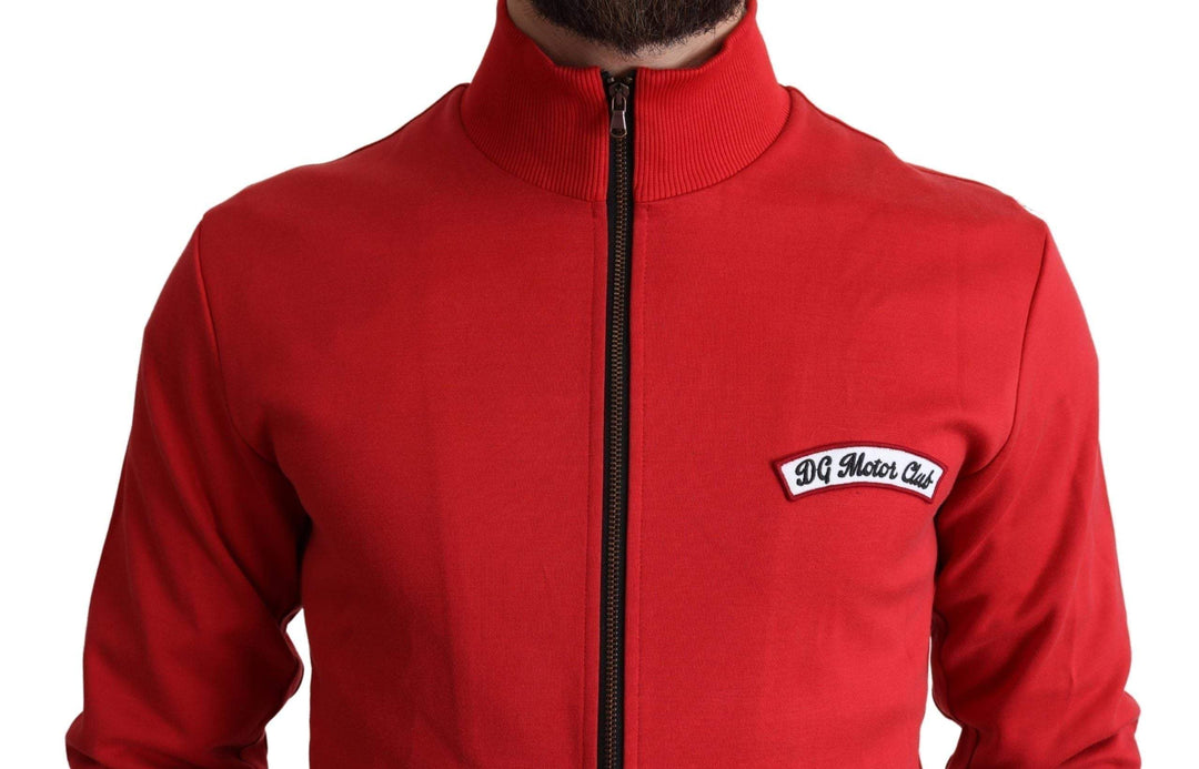 Dolce & Gabbana Red DG Motor Club Zippered Cardigan Sweater #men, Dolce & Gabbana, feed-agegroup-adult, feed-color-Red, feed-gender-male, IT44 | XS, Men - New Arrivals, Red, Sweaters - Men - Clothing at SEYMAYKA