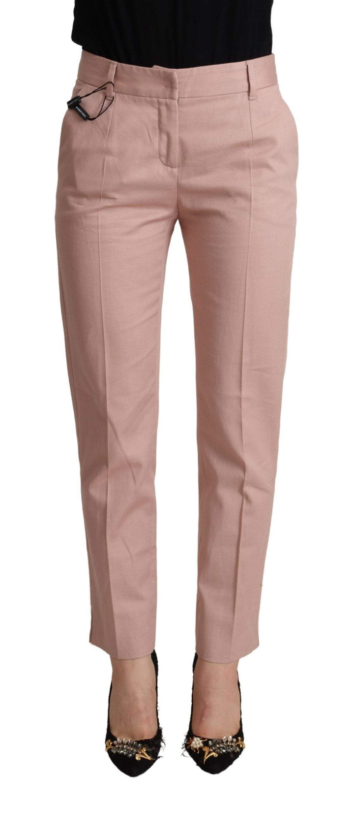 Dolce & Gabbana Pink Cotton Mid Waist Trouser Tapered Pants Dolce & Gabbana, feed-1, IT36 | XS, Jeans & Pants - Women - Clothing, Pink at SEYMAYKA