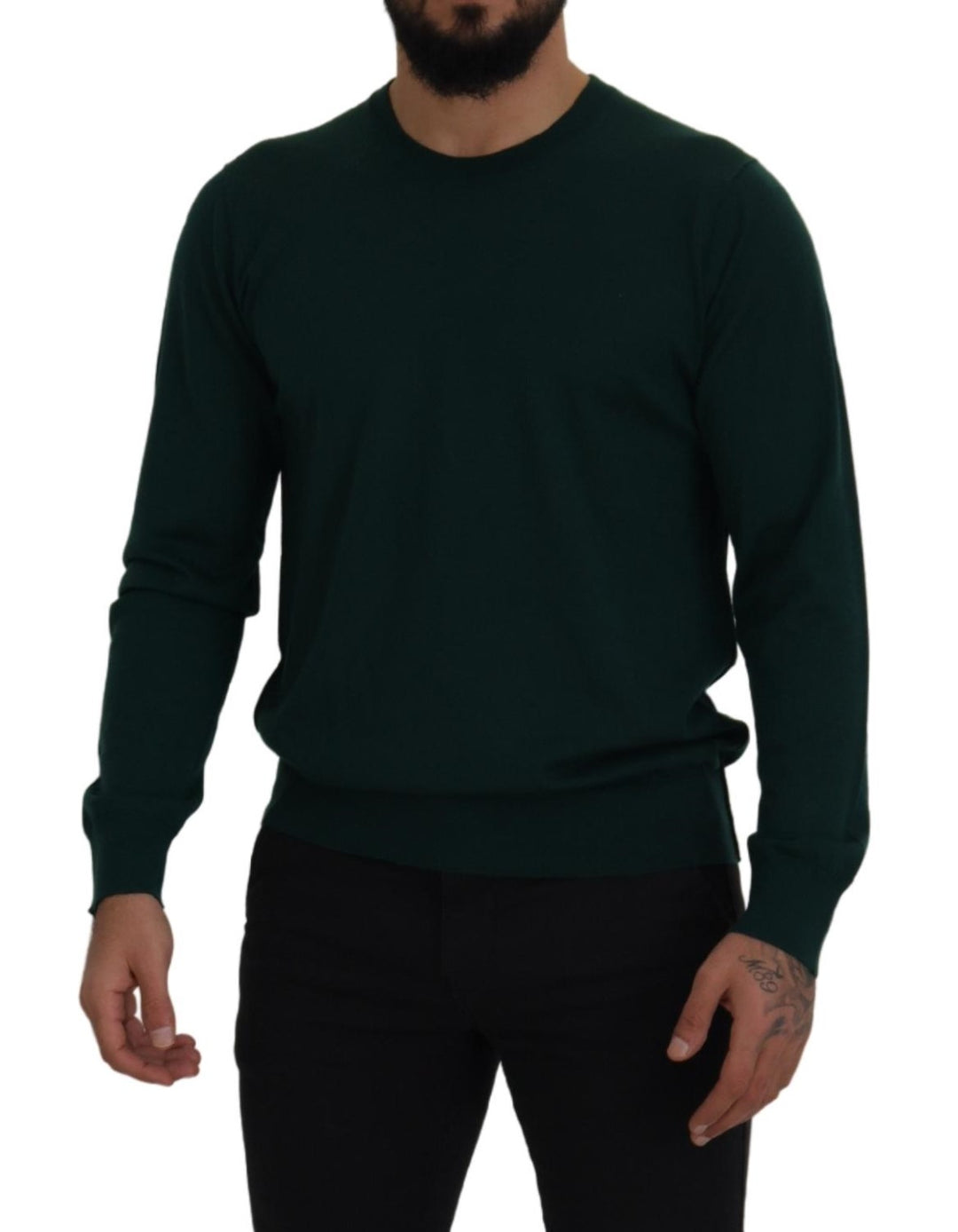 Dolce & Gabbana Green Cashmere Crewneck Pullover Sweater