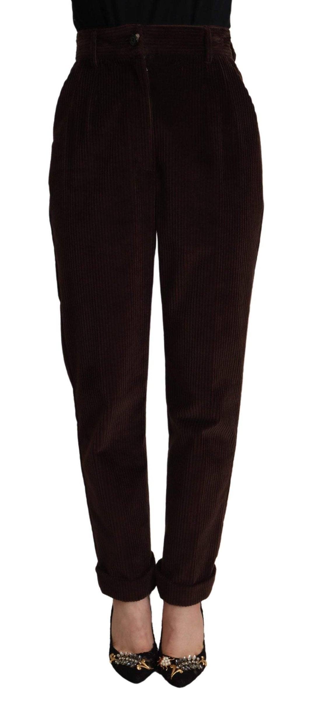 Dolce & Gabbana Bordeaux Corduroy Cotton Trouser Tapered Pants Bordeaux, Dolce & Gabbana, feed-1, IT40|S, Jeans & Pants - Women - Clothing at SEYMAYKA