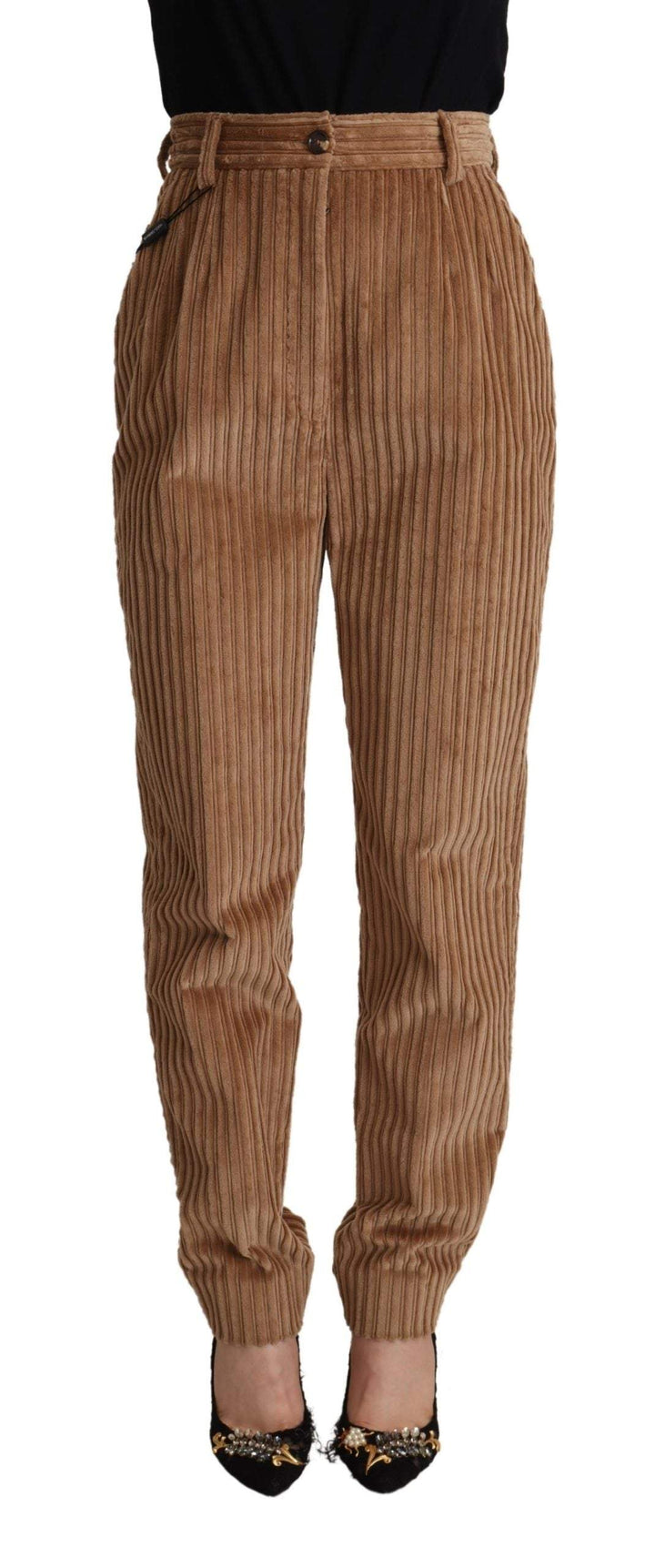 Dolce & Gabbana Brown Corduroy Cotton Trouser Tapered Pants Brown, Dolce & Gabbana, feed-1, IT40|S, Jeans & Pants - Women - Clothing at SEYMAYKA