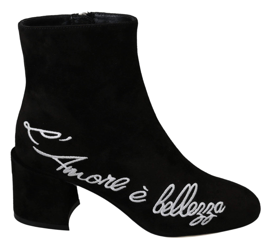 Dolce & Gabbana  Black Suede L'Amore E'Bellezza Boots Shoes #women, Black, Boots - Women - Shoes, Brand_Dolce & Gabbana, Catch, Category_Shoes, Dolce & Gabbana, EU35/US4.5, feed-agegroup-adult, feed-color-black, feed-gender-female, feed-size-US4.5, Gender_Women, Kogan, Shoes - New Arrivals at SEYMAYKA